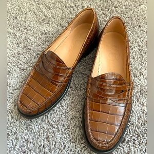 jcrew winona loafers brown croc leather